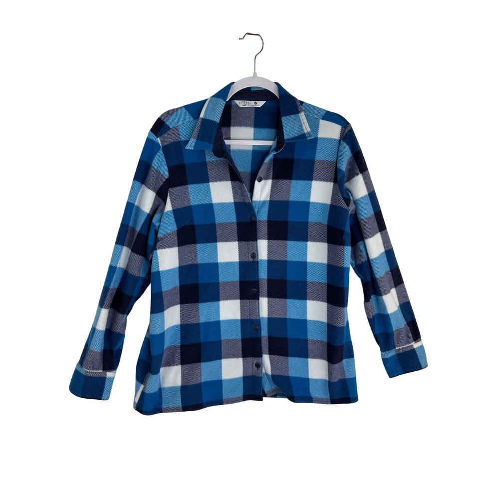Riders by Lee Womens Blue Buffalo Plaid Fleece Button Up Shirt JLP9WMB Medium